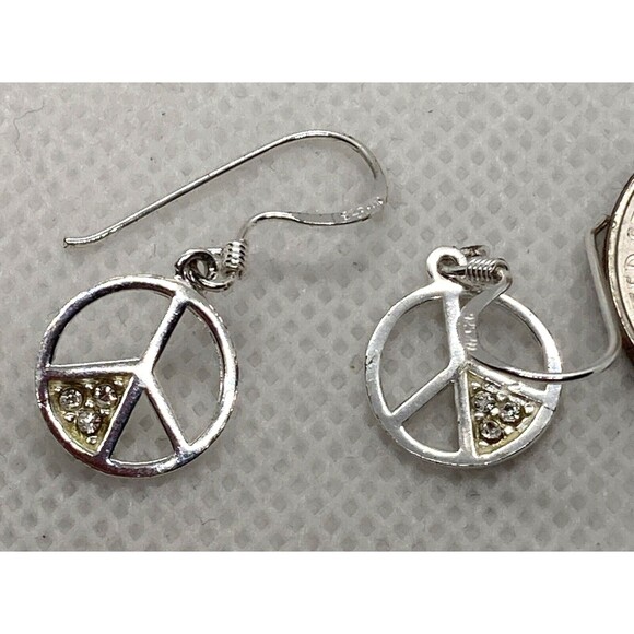 Lot of 3 Pairs Silver Tone Dangle Drop Pierced Earrings Dragonfly‎ Music Peace - Picture 5 of 11